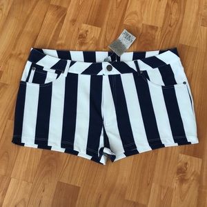Last Exit Blue and White Striped shorts 2X Plus sz